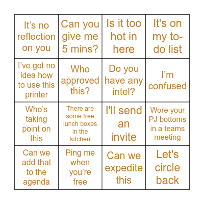 ASD Bingo Card