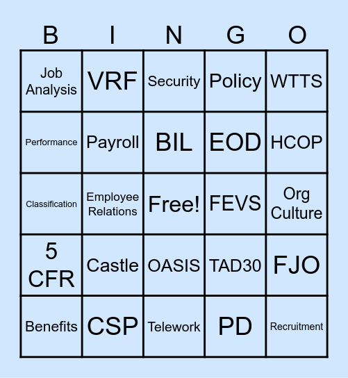 HR Bingo Card