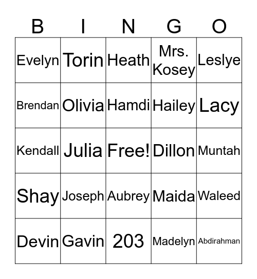 Room 203 2016-2017 Bingo Card