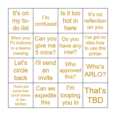ASD BINGO Card