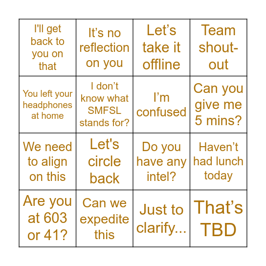 ASD Bingo Card