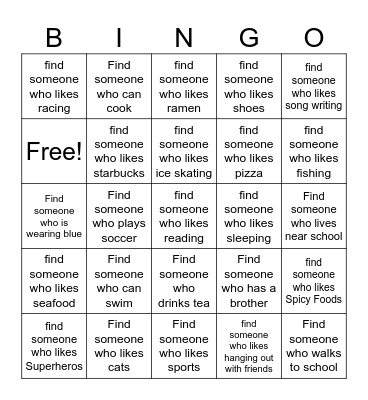 Find Someone Bingo Card