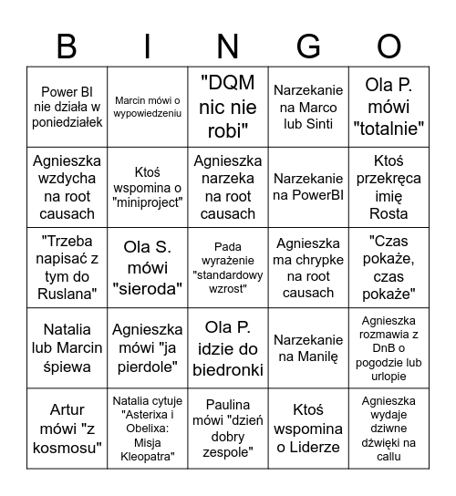 DQM BINGO Card