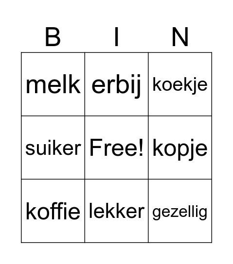 Koekje erbij? Bingo Card