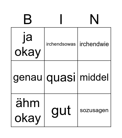 was sagt der mensch Bingo Card