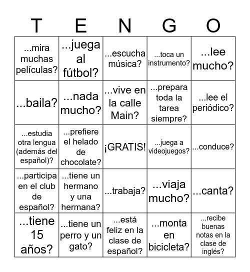 ¿Quién ...? Bingo Card