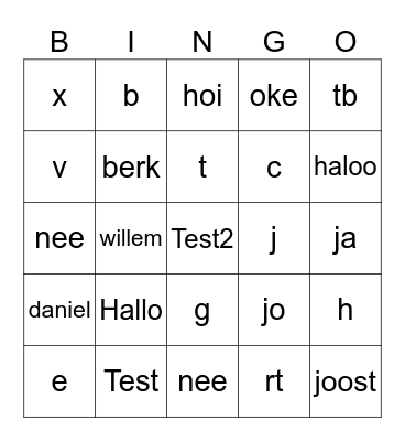 Willems Bingo Card