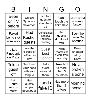 6 Bingo Card