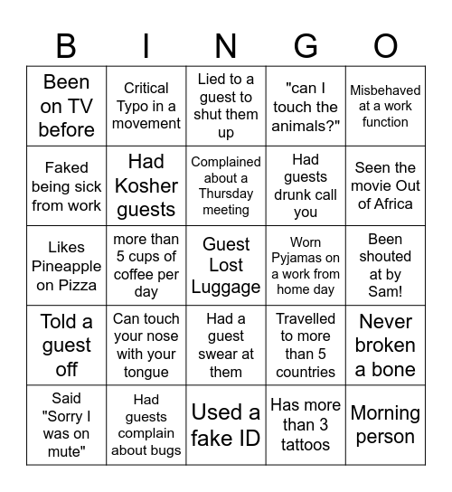 6 Bingo Card