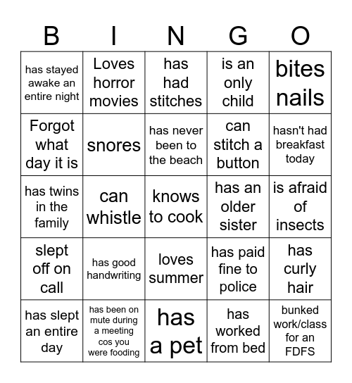 EdZola Bingo Card