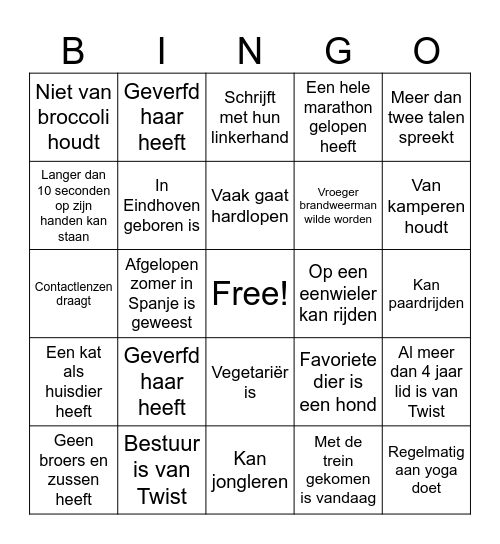 Vind iemand die... Bingo Card