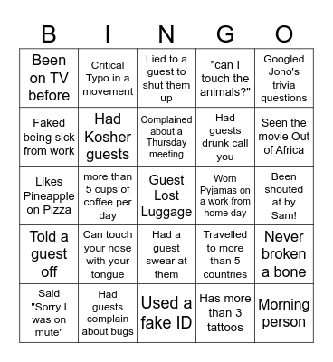 7 Bingo Card