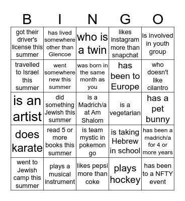 Find someone who.... Bingo Card