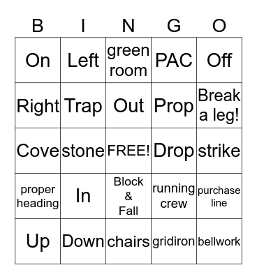 Theatre Logic  Bingo Card