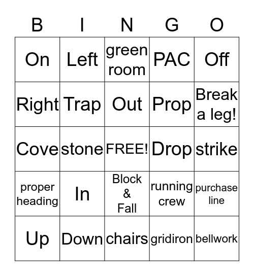 Theatre Logic  Bingo Card