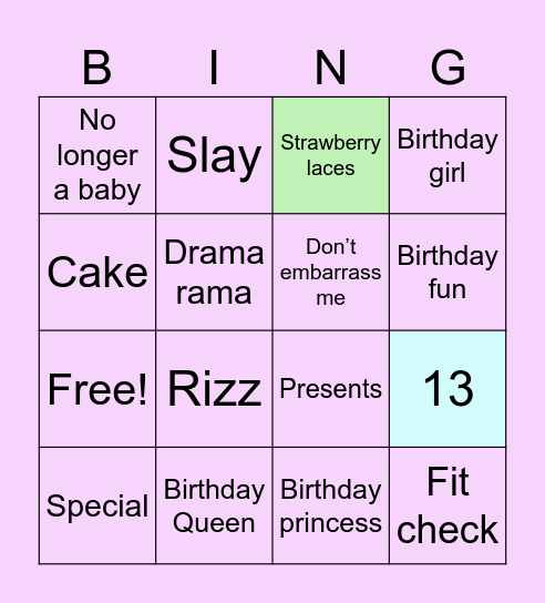 Mia’s Birthday 🎂 Bingo Card