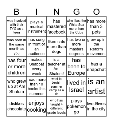 Find someone who.... Bingo Card