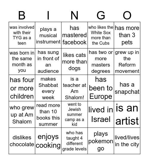 Find someone who.... Bingo Card