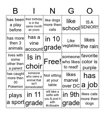 Human Bingo Card