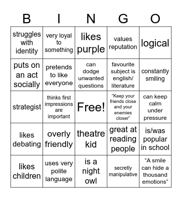 crys kinnie bingo Card