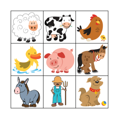 Farm Animals Bingo Card