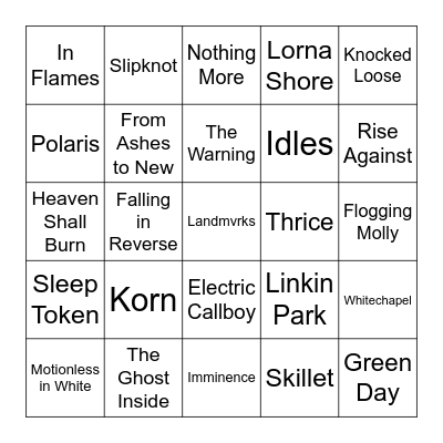 Rock for People bingo Card