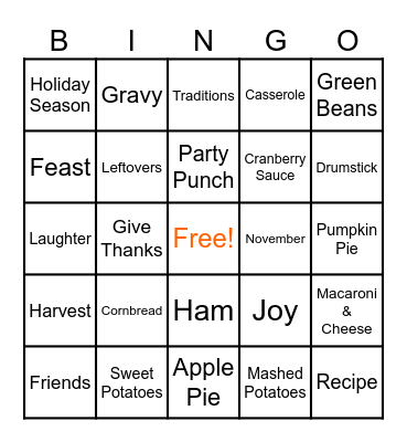 Senior Ministry Friendsgiving Bingo Card