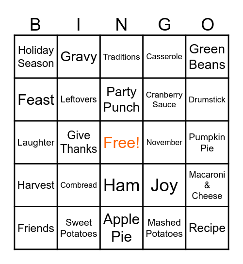 Senior Ministry Friendsgiving Bingo Card