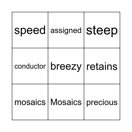 Word-O Bingo Card