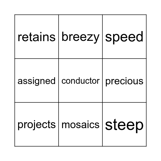 Word-O Bingo Card