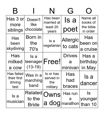 Find Someone Who... Bingo Card
