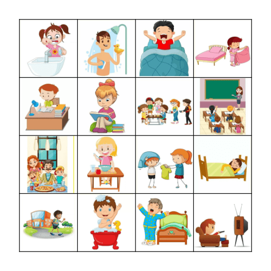 Daily routine Bingo Card