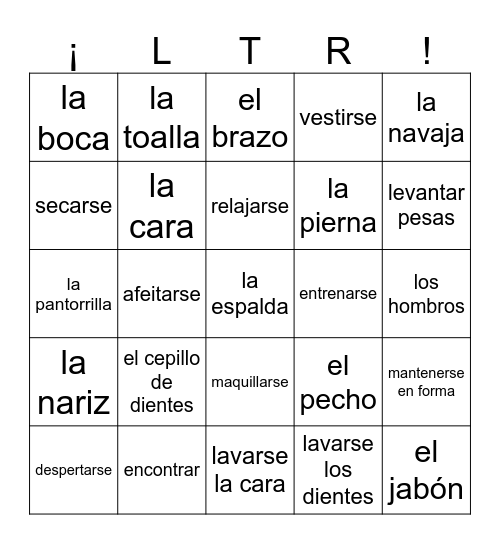 Exprésate 1 Capítulo 7.1 Bingo Card