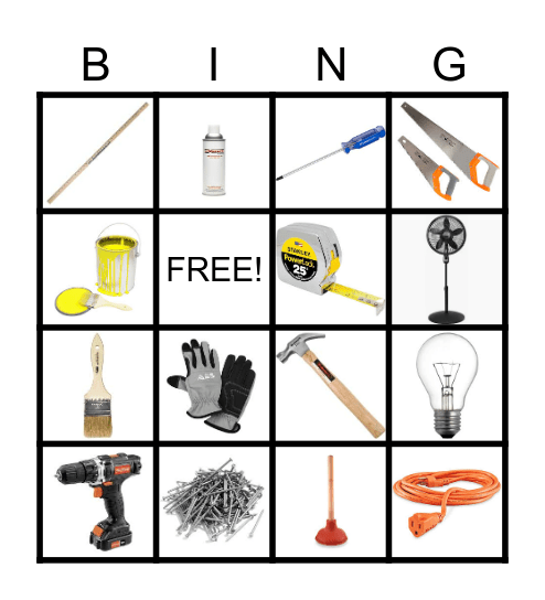 Hardware Store Bingo Card