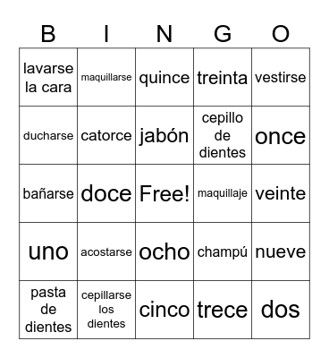 practica Bingo Card