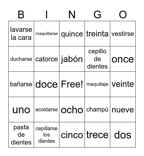 practica Bingo Card