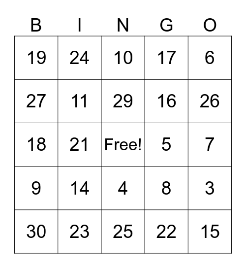 Addition and Subtraction6 Bingo Card