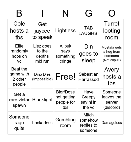 Dino's Bingo! Bingo Card