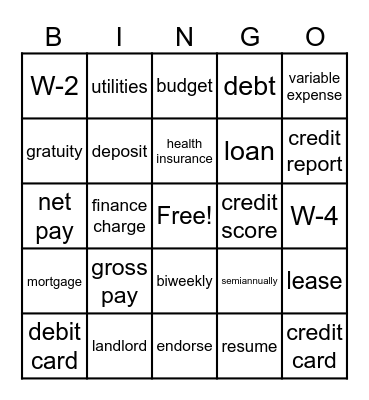 Life Skills Bingo! Bingo Card