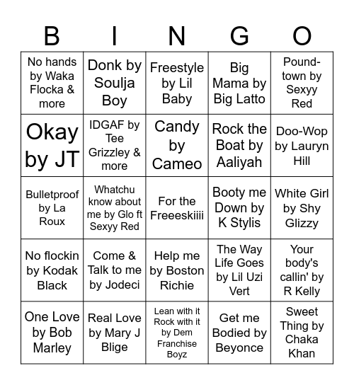 Music Bingo Card