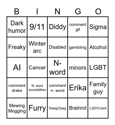 Instagram reel bingo Card