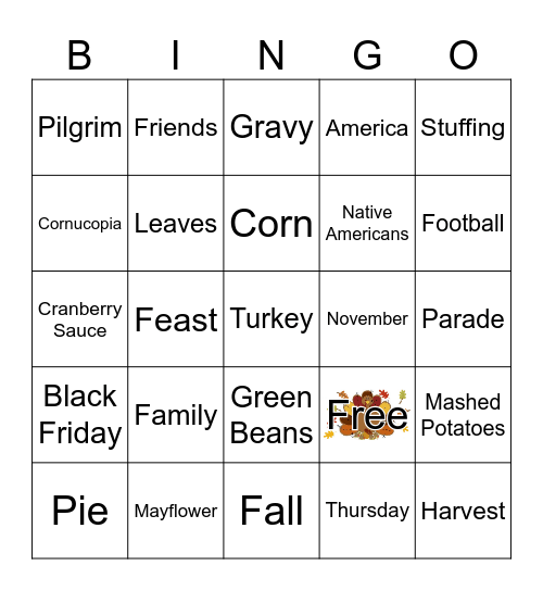 THANKSGIVING Bingo Card