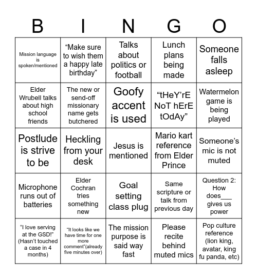 Morning Devotional Bingo Card