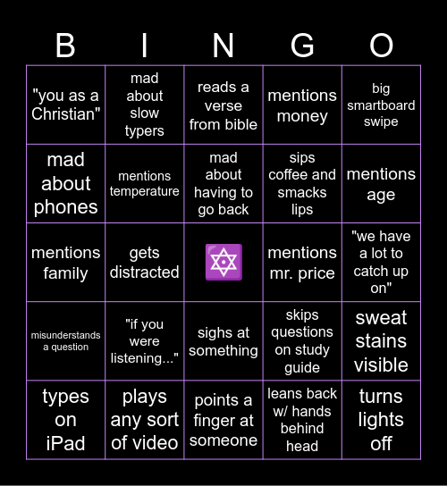 terry bingo Card