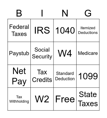 TAXES BINGO Card