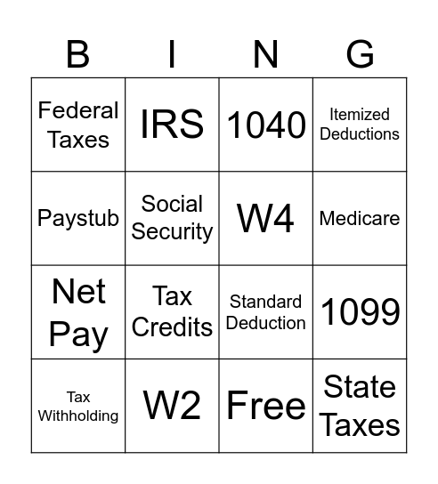 TAXES BINGO Card