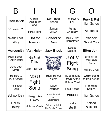 School of Rock Bingo Card