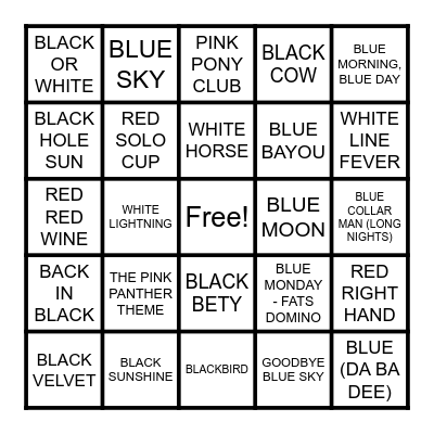 COLORS PT.2 Bingo Card