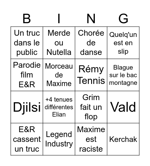 Bingo Zen Bercy Bingo Card