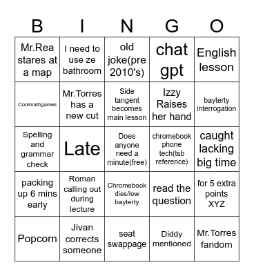 US History P7 Blusingo Bingo Card